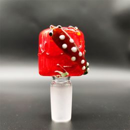 2023 Wig Wag 14mm Thick Bowl Piece Bong Glass Slide Water Pipes Cream Round Red Gecko Heady Slides Colorful Bowls Male Smoking Accessory