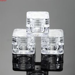 100pcs 5g Empty Cute Acrylic Clear Square Cream Jar Small Sample Makeup Sub-bottling nail case box Cosmetic Container Pothigh qual248P