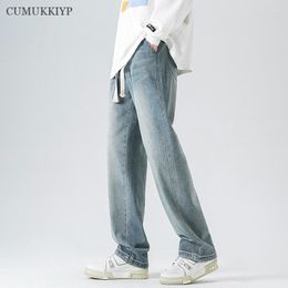 Men's Jeans CUMUKKIYP Y2k Baggy Summer Vintage Drawstring Trousers Streetwear Korean Fashion Casual Stright Denim Pans