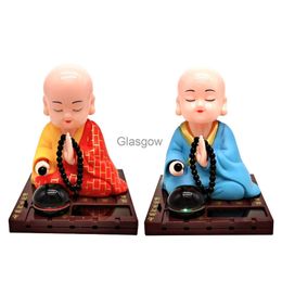 Interior Decorations Solar Little Monk Creative Car Decoration Toys Chinese Style Little Novice Monk Shaking His Head Toy Creative Children Ornaments x0718