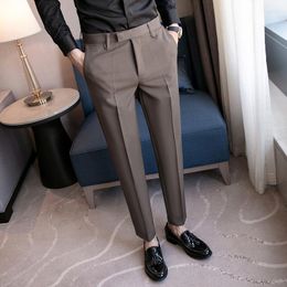 Men's Suits Men Casual Pants Spring High Quality Business Black Dress Solid Color Slim Fit Suit Trousers Brand Clothing