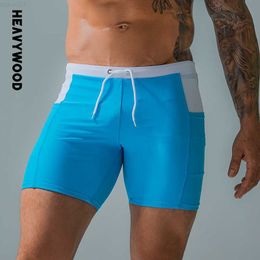 Men's Shorts Heavywood Summer Men's Quick Dry Swimming Trunks Casual Sports Waterproof Beach Boxer Shorts Drstring Pockets Hot Spring Pants L230719