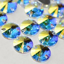 3200 All Sizes AB Rivoli Glass Stones Top Quality Flatback Sewing Crystal Strass Craft Sew On Rhinestone For Clothes309E