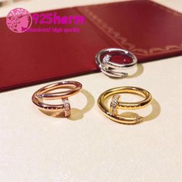 With Side Stones 925 sterling silver high quality official logo screw nail ring series multicolor sparkle low-key simple woman eas297G