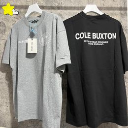 Mens TShirts Summer Style Loose Grey Black Slogan Print Cole Baxton Tshirt 1 Label Cotton High Street 230718