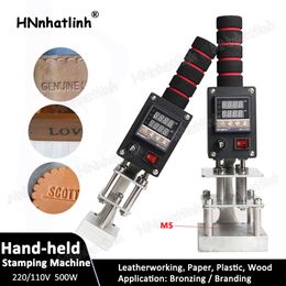 Handheld Hot Stamping Machine Heat Press Digital Leather Tool Soldering Iron Digital Display 80-500 Degree Leather Craft Iron for Embossing Branding 10x13cm