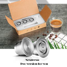 Coffee Philtres iCafilas For Nespresso Refillable Capsule Two Version Reutilizable Stainless Steel Reusable Coffee Philtre Espresso Coffee Pod 230718