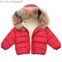Coat Boys and girls cotton coat winter warm jacket baby girls colorful fur collar Hoodie children's thick coat children's clothing 1-6Y Z230719