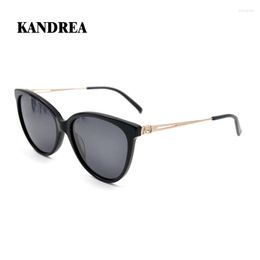 Sunglasses KANDREA 2023 Round Women Cat Eye Female Oversized TAC Lens With Drill Glasses Frame Acetate Polarized Goggles UV400