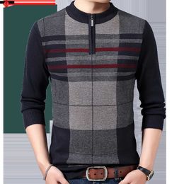 Men's Sweaters 2022 striped zipper pullovers sweater fashion knitted men clothing thick winter warm sweaters mens christmas sweatshirts 1142 L230719