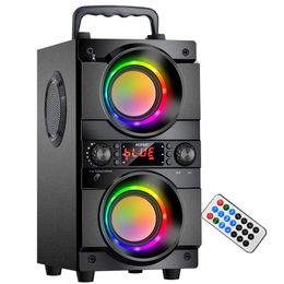 Portable Bluetooth Speaker LED Colourful Lights Subwoofer BT 5.0 Wireless Outdoor Speaker Support FM Radio Stereo Sound for Home