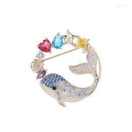 Brooches Cubic Zirconia Statement Dolphin Pins For Women Luxury Brooch Pin Jewelry Fashion Animal Corsage Accessories