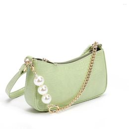 Evening Bags Chain Small Tote Bag Women Shoulder Retro Vintage Handbag Crocodile Pattern Pearl Female Clutch Crossbody