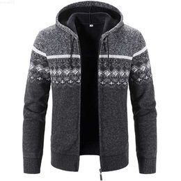 Men's Sweaters Autumn And Winter Men's Casual Cardigan Zipper Sweater Plush Thickened Jacket Sweater Hooded Jacket L230719