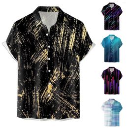 Men's T Shirts Mens Lightweight Long Sleeve Shirt 3D Digital Printing Pocket Buckle Lapel Short Large Loose