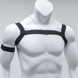 Mens Lingrie Adjustable Male Sexy Costumes Body Chest Harness Belt Gay Bondage Elastic Shoulder Muscle Support Brace Night Perform231h