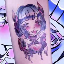 Anime Girl Waterproof Temporary Tattoo Sticker Female Mixed Design Flower Arm Fake Tattoo Cute Sexy Art Tatouage Adesivo