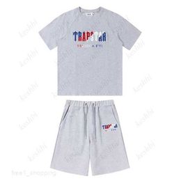 Trapstar Mens t Shirt Pants 2 Piece Sets Designer Rainbow Towel Embroidery Decoding Tshirts Men's Black White Round Neck T-shirt 2 4YGI