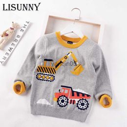 Pullover 2023 Autumn Winter New Baby Boys Sweater Jumper Cotton Cartoon Children Sweaters Toddler Pullover Fashion Kids Clothes 2-8y HKD230719