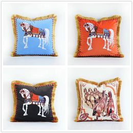 Luxury Embroidery Horse pillow Cover For Couch Designer Pillow Case Home Decorative Living Room fashion pillowcase2684