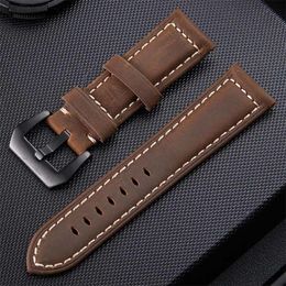Watch Bands 20mm 22mm 24mm 26mm Green brown Genuine Leather Bracelet man Watch Band for Panerai PAM111 441 cowhide Watchband Wrist Strap 230718