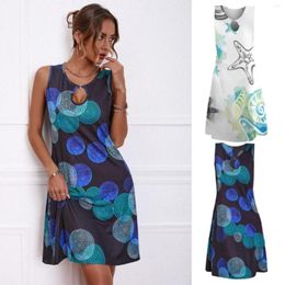 Casual Dresses Summer For Women Beach Printing Cutout V Neck Loose Short Dress Sundresses
