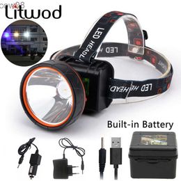 Headlamps Z20 Litwod T6 Head Light d Bright Headlamp Head Flashlight D Headlight Build-in Rechargeab Battery Head Lamp for fishing HKD230719