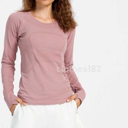 Women's long-sleeved T-shirt yoga clothing suitable for gym daily leisure badminton aerobics designer outdoor sports close-fitting solid Colour 2318