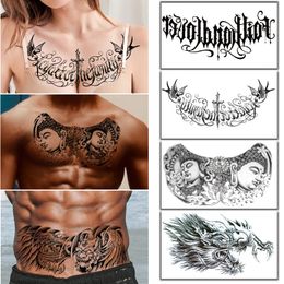 Chest Tattoo Stickers For Men Women Temporary Waterproof Large Chest Waist Back Body Art Painting Dragon Big Chest Tatoo Sticker