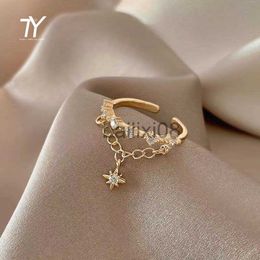 Band Rings 2022 Classic Star Element Pendant Gold Color Open Rings For Womans Korean Fashion Jewelry Wedding Party Girl's Unusual Sexy Ring J230719