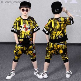 Clothing Sets Boys' clothing suit short sleeved T-shirt+pants Summer children's Sportswear Children's clothing suit Youth 5 6 7 8 9 10 11 12 years old Z230719