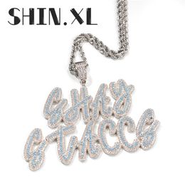 Custom Names Letters Chain Pendants Necklace Hip Hop Jewelry Zircon for Men Women Gold Sliver color223f