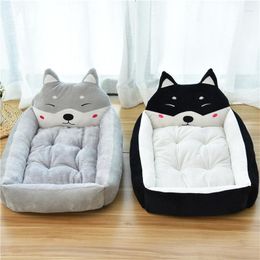 Kennels Large Pet Cat Dog Bed 7Colors Warm Cosy House Soft Fleece Nest Baskets Mat Autumn Winter Waterproof Kennel