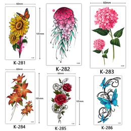 Sketch Tattoo Stickers Waterproof Temporary Tattoos English Alphabet Flower Butterfly Semi Permanent Tattoo For Adult Women Man