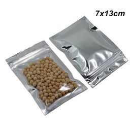 7x13 cm 100pcs Front Clear Aluminium Foil Seal Zipper Lock Packaging Bag with Notches Mylar Foil Retail Zipper Pouch for Sugar Snac293f