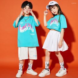 Stage Wear Kids Hip Hop Dancing Clothing Tshirt Tops Streetwear Shorts Skirt For Girl Boy Jazz Dance Costume Cheerleaders Clothes