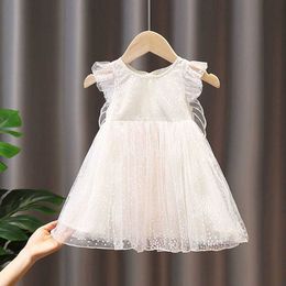 Girl's Dresses 1-5T Sweet Girls Princess Dress Dot Print Ruffled Short Sleeve Evening Ball Gown with Butterfly Wings Girls Party Dresses