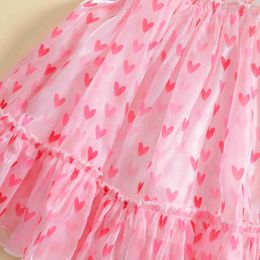 Girl's Dresses Kid Baby Girls Dresses Sleeveless Heart Print Off Shoulder Casual Summer Pink Dress