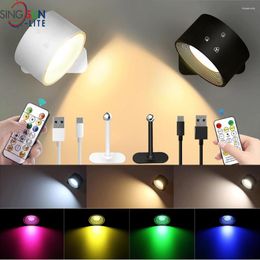 Wall Lamp USB Rechargeable LED Light Touch & Remote Control Cordless Mounted Sconce Lights For Bedroom Reading Home Decor