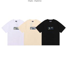 Men's T-Shirts KITH Moroccan Til Box Moroccan Yellow Cashew Flower Totem Men's and Women's Short Sleeve T-shirt