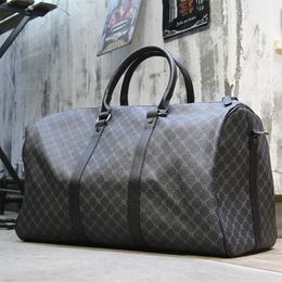 Duffel Bags Fashion Men Travel Tote Bags Leather Plaid Trips Handbags Travel Duffle Black Shoulder Bags For Male 230719