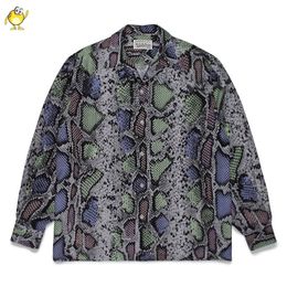 Mens Casual Shirts Snake WACKO MARIA Long Sleeve Hawaiian Polo Button SpringSummer Street Clothing Top 230718