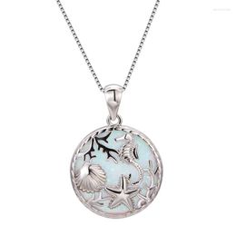 Pendant Necklaces Luxury Female Big Sea Star Horse Pendants Silver Color Wedding For Women Boho Blue Fire Opal Necklace