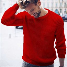 Men's Sweaters Knitted Sweater Men Pullover Fashion Solid Warm Cotton O-neck Spring Autumn Clothes Casual Loose Thick Sweater Men Streetwears L230719