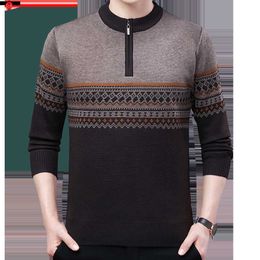 Men's Sweaters 2022 striped zipper pullovers sweater fashion knitted men clothing thick winter warm sweaters mens christmas sweatshirts 1145 L230719