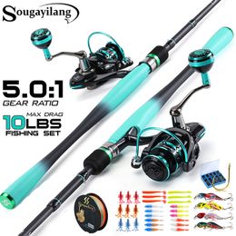 Rod Reel Combo Sougayilang Fishing Rods Combo 1.82.1m Carbon Fiber Spinning Rod and 2000~4000 Series Spinning Reel Max Drag 10Kg for Bass Pike 230718