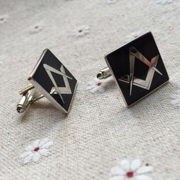 Cuff Links Masonic Square and Compass without G Black Lodge Cufflinks for the Freemason Masonry Sleeve Buttons Masons Cuff Link Metal Craft 230719