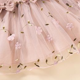 Girl's Dresses ma baby Toddler Infant Kid Baby Girls Dress Bow Floral Tulle Long Sleeve Dresses For Girls Fall Spring Clothing