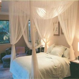 White 4 Corner Post Bed Canopy Mosquito Net Full Queen King Size Netting Bedding277b3023033