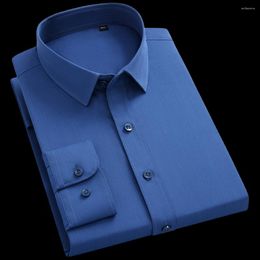 Men's Dress Shirts Mens Fashion Bamboo Fibre Solid Without Pocket Long Sleeve Standard-fit Formal Business Casual Stretch Office Shirt